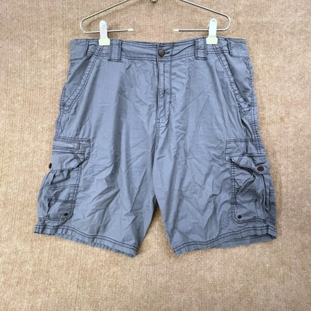 IRON Co. Mens Cargo Shorts Size 38‎ Blue Chambray Utility Casual Outdoor